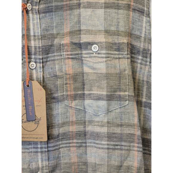 Weatherproof Vintage Washable Linen Plaid Shirt Button Down Men's Medium NWT - Picture 2 of 9